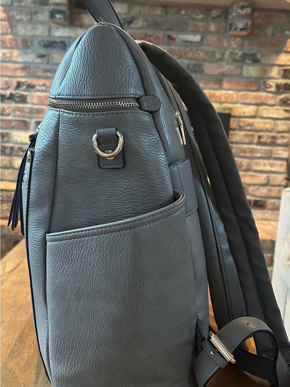 Poppy & Peonies Dark Gray Convertible Women’s Backpack - Picture 5 of 10
